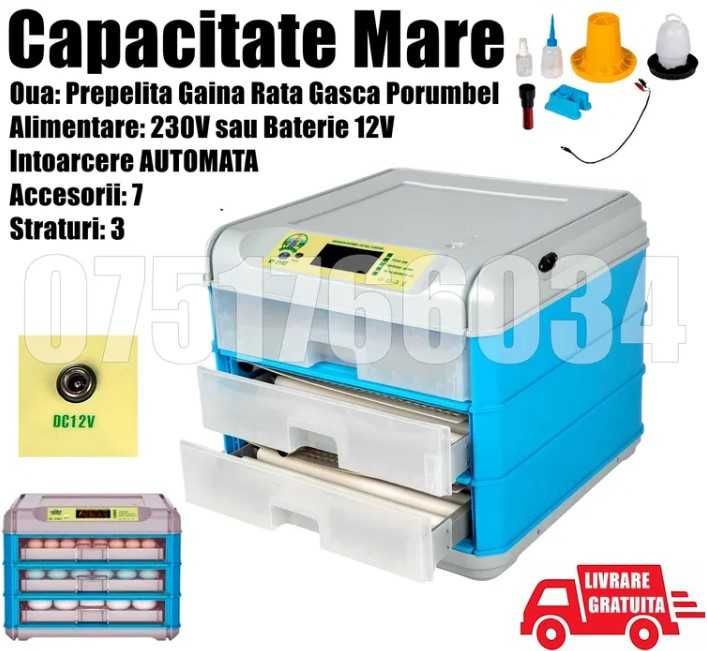 Incubator Clocitoare Automat 192 Oua Gaina Prepelita Gasca Rata