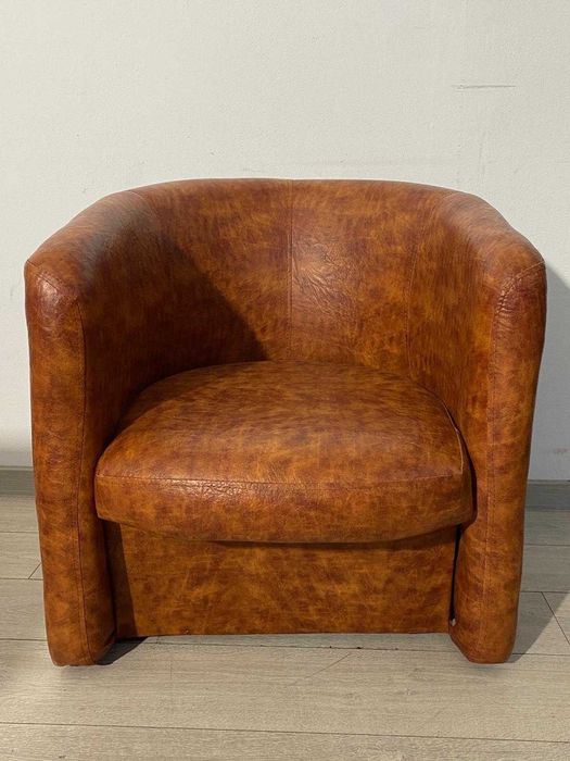 Fotoliu Confortabil din Piele; Scaun cu Brațe tip Scoică