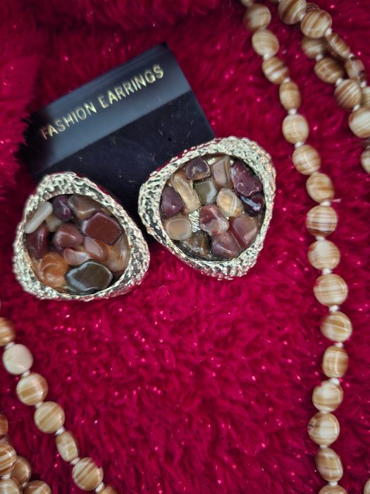 Set colier ochi de tigru 3 șiruri și cercei ochi de tigru citrin