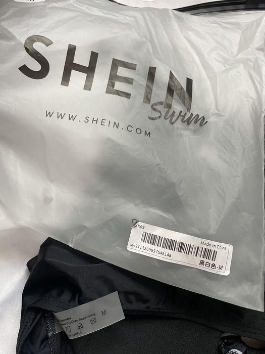 Costum de baie intreg alb negru Marime M