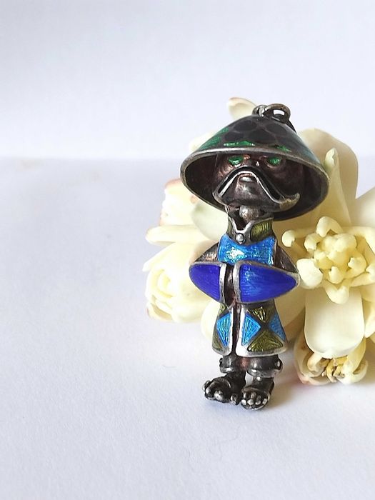 Email si argint masiv pandant