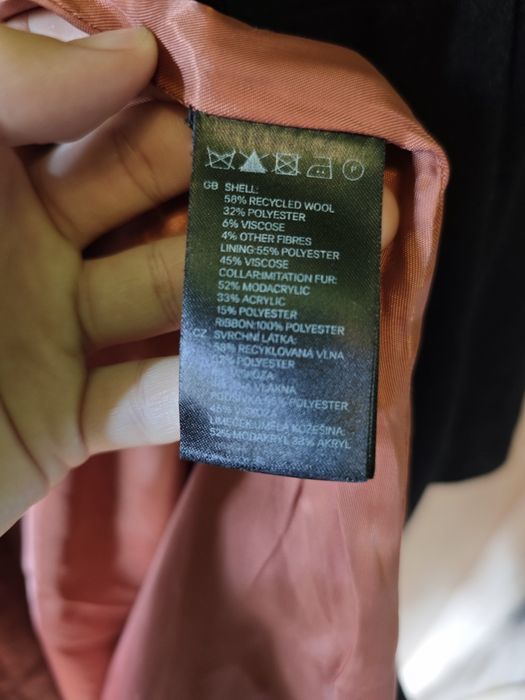 Palton lana H&M Premium cu blăniță detașabilă