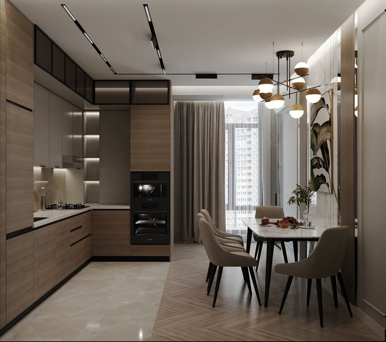 услуги дизайнера интерьера  в современном классическом стиле и хайтек