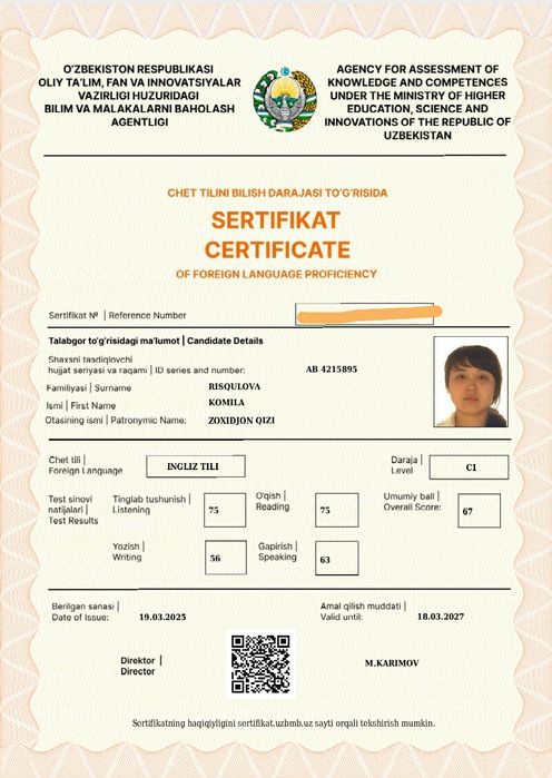 General English/ IELTS/ CEFR (online/yakka tartibda)