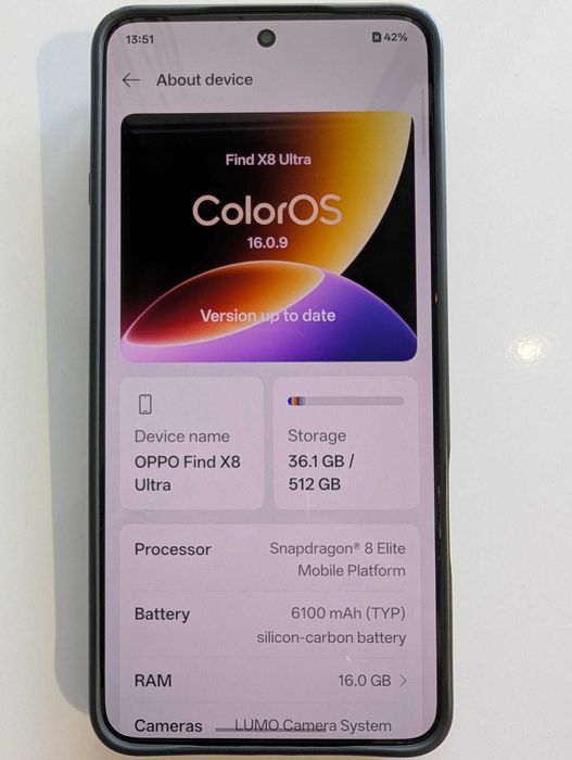 Cameraphone OPPO Find X8 ULTRA, 16 RAM / 512 ROM gb.