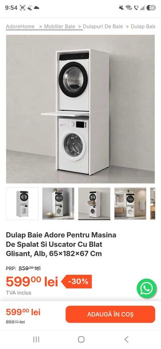 Dulap masina de spalat si uscator rufe