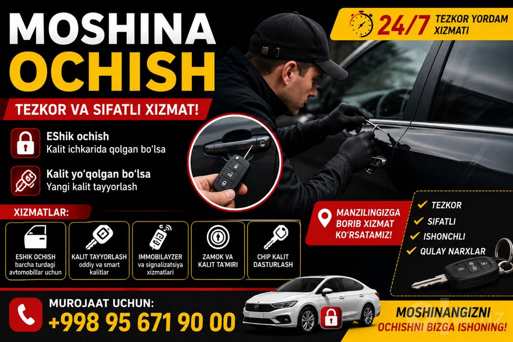 Avto elektrik Diagnostika Vizov xizmati Moshina ochish xizmati
