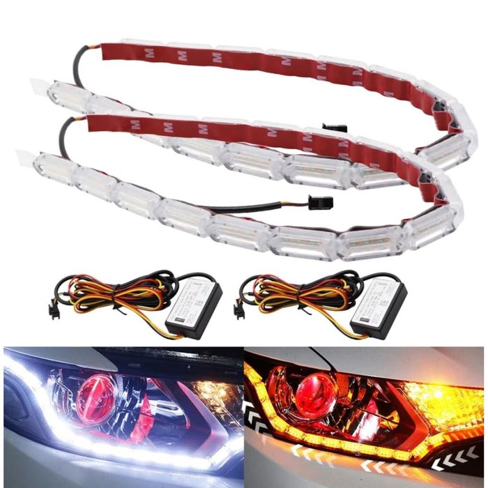 Lumini de zi DRL 50cm cu functie de semnalizare dinamica waterproof.