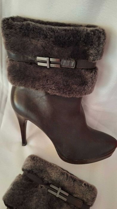 Botine / Ghete ck Calvin Klein originale, piele naturală și blană, ca noi