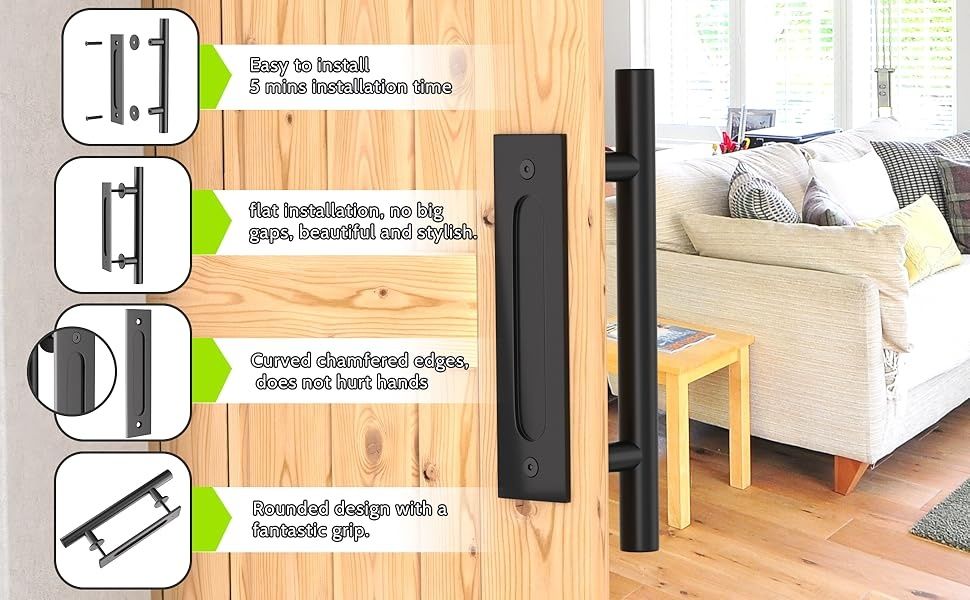 Двойни дръжки за плъзгащи врати, въглеродна стомана, 30 см, черни