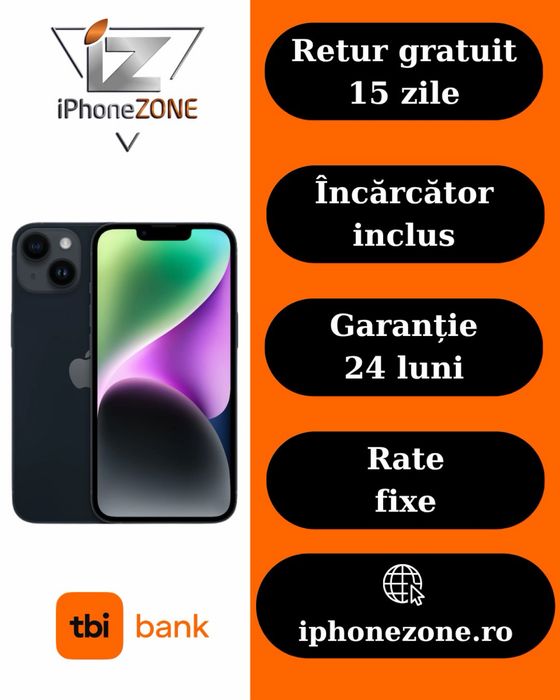 Iphone 14 128GB Negru 100% Garantie Rate BuyBack - iphonezone.ro