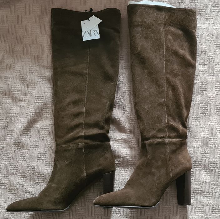 Нови ботуши ZARA естествен велур