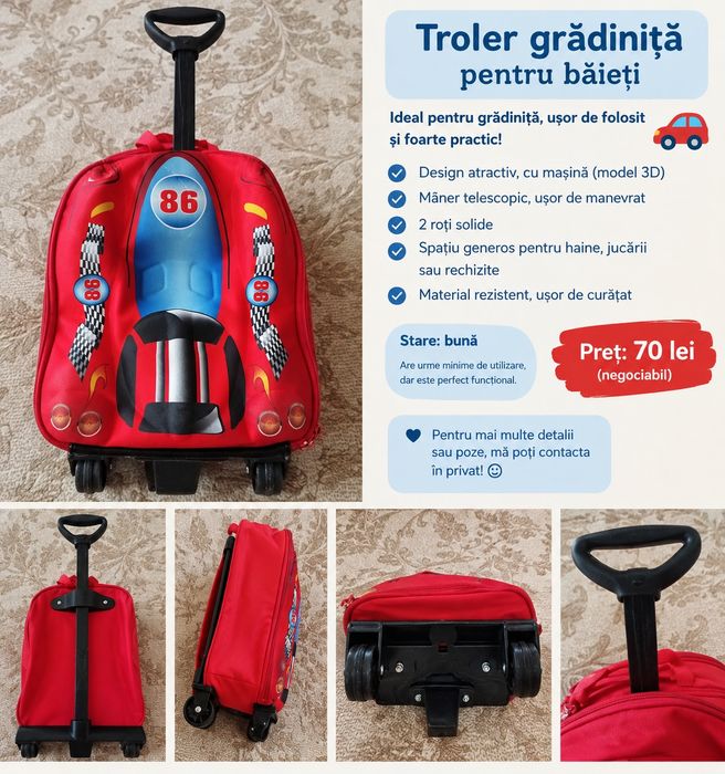 Donez ghiozdan troler băiat