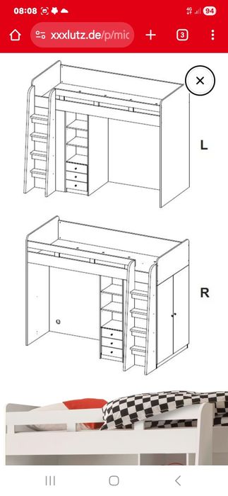 Pat suspendat cu birou si sifonier