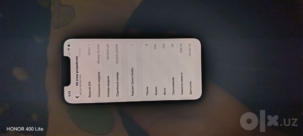 Iphone 13 mini 256 gb yangiday batareya almashgan originali qoyilgan.
