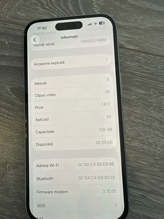 iPhone 15, 128 GB, 86% Baterie
