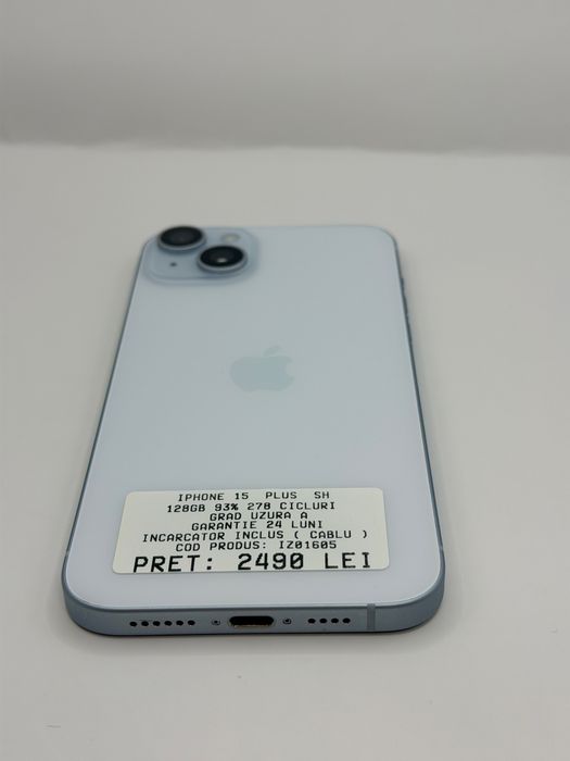 Iphone 15 Plus 128GB 100% Albastru Garantie Rate BuyBack - iphonezone.ro