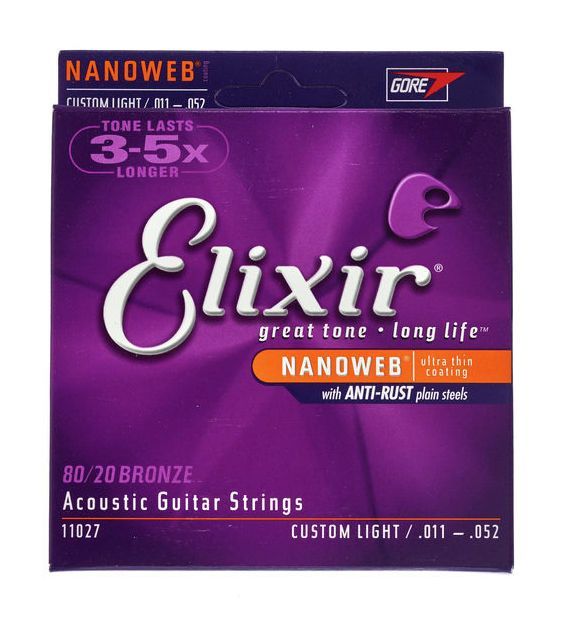 Set corzi noi de chitara acustica Elixir 011 - 052 .