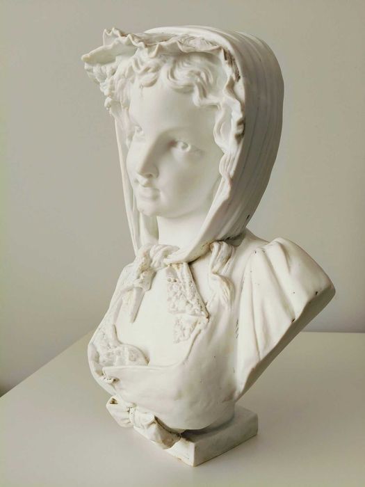 Hector Lemaire - Fanchonnette, Statueta art nouveau portelan biscuit