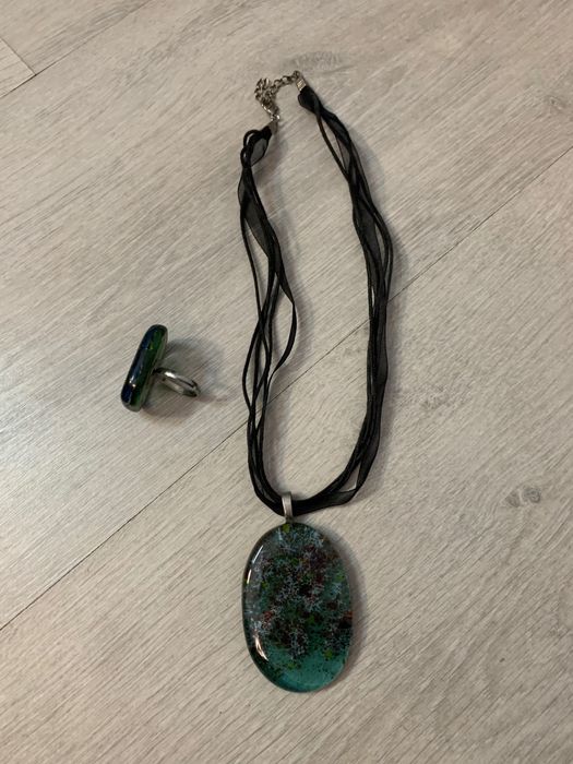 Нови! Колие с пръстен, стъкло, ръчна изработка