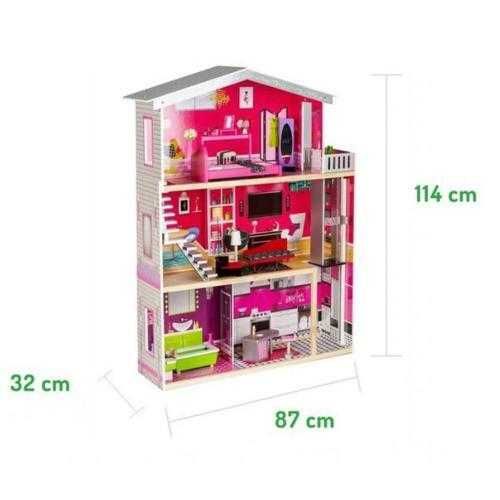 Дървена къща за кукли с обзавеждане и асансьор