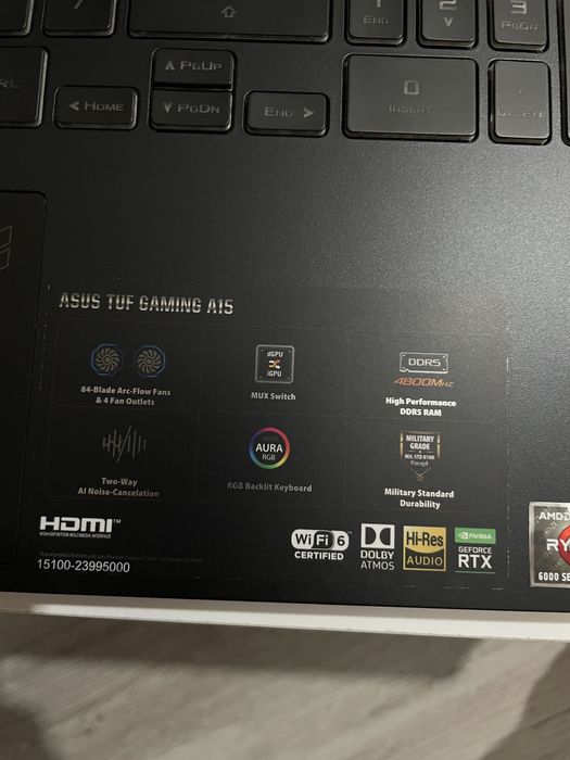 Laptop Gaming ASUS TUF A15 FA507RE-HN036-Ryzen 7, RTX 3050Ti, 16R, 1TB