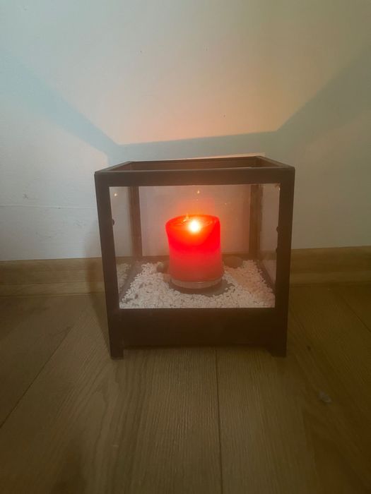 Lampă decorativă de grădină din oțel negru și sticlă transparentă