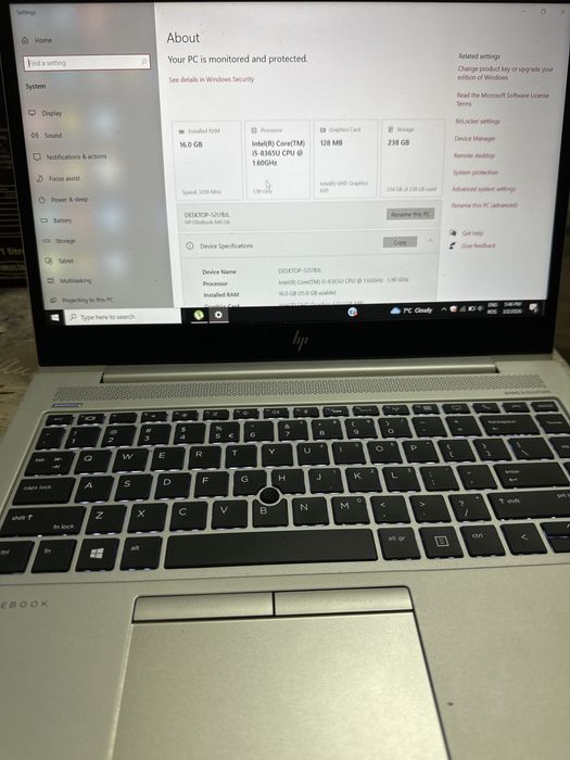 Hp , probook G6 ,840, 250 ssd ,16 gb ram