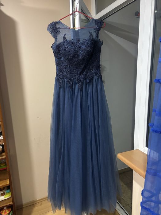 Rochie eleganta pe comanda lunga bleumarin