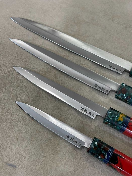 Set 4 Cuțite Japoneze Sujihiki Oțel D2 Mâner Rășină