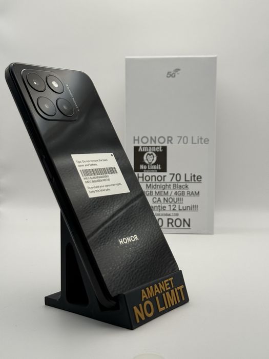 Honor 70 Lite 128GB Balck Ca Nou Garantie 12 Luni , AMANET NO LIMIT.