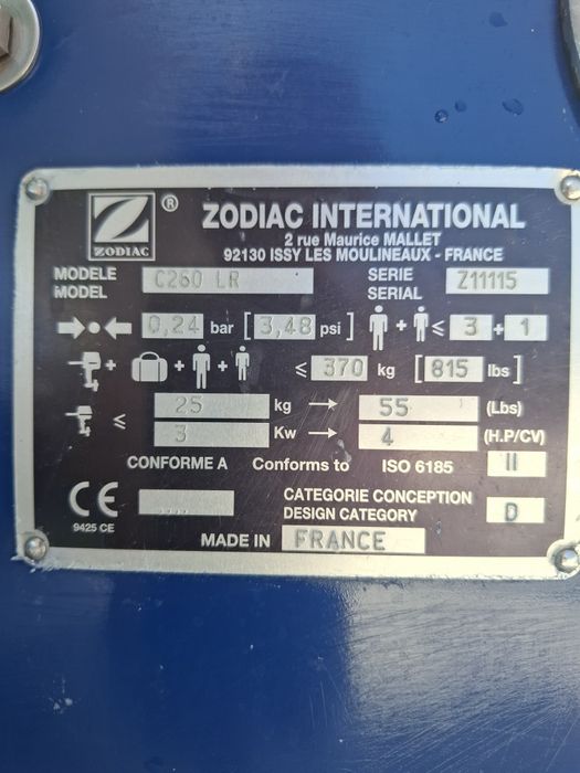 Barca zodiac C 260 LR