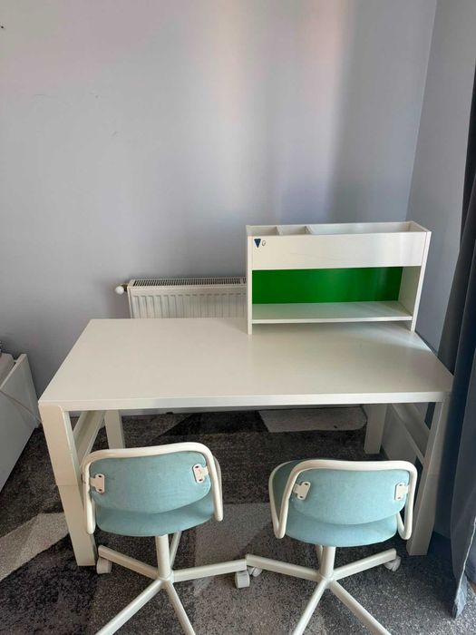 Set Birou copii reglabil IKEA cu extensie + 2 Scaune ergonomice