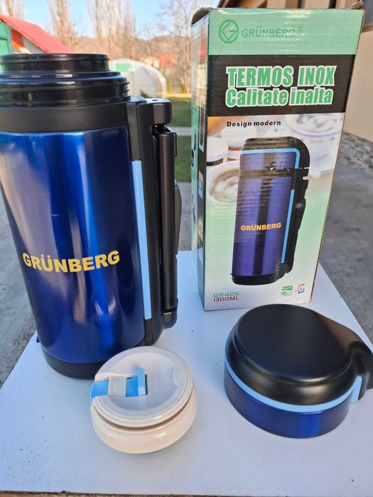 Termos Grunberg 1.30 L Metal si Inox pentru Camping