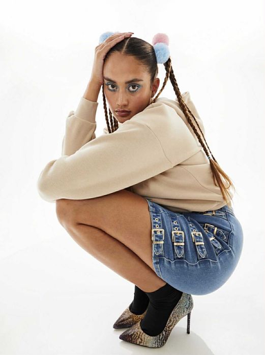 Дънкова пола с колани Hoermanseder x about you