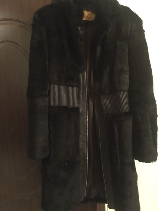 Дизайнерско палто заек и естествена кожа
