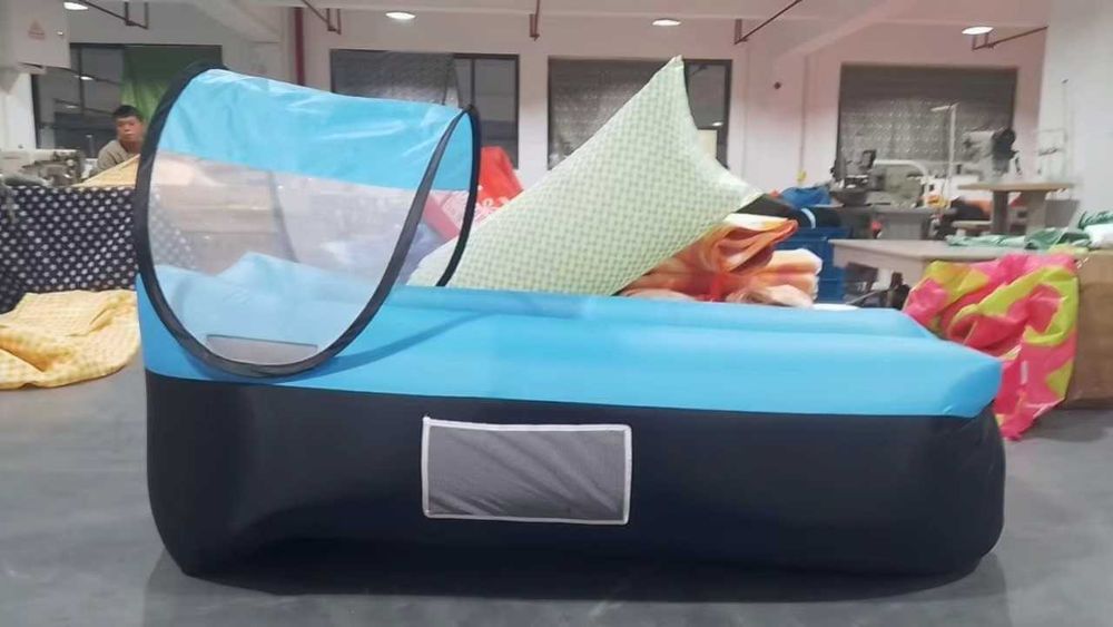 Нов Самонадуваем диван/легло Air sofa, Bubble bed, Голям размер, Със свалящ се сенник, Вградена възглавница, Чанта за носене и аксесоари
