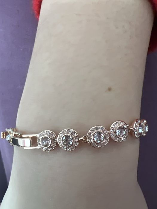 bratara swarovski gold rose