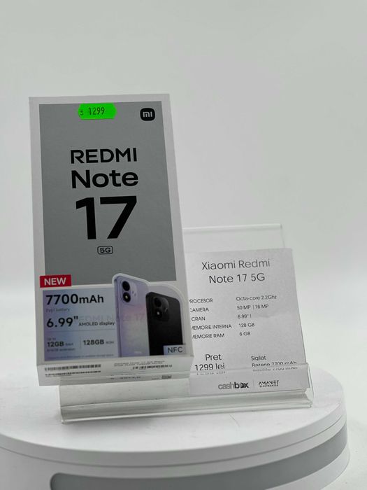 Xiaomi Redmi Note 17 5G 128GB 6GB RAM Produs Nou Sigilat Garantie 24 Luni CashBox