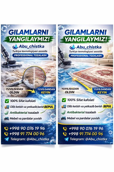 Gilam yuvish mebel yuvish