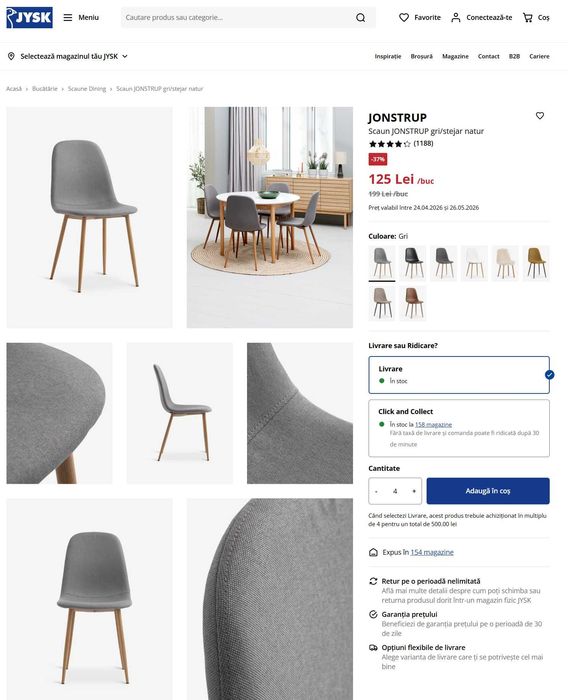 Jysk scaun JONSTRUP gri/stejar natur 2x