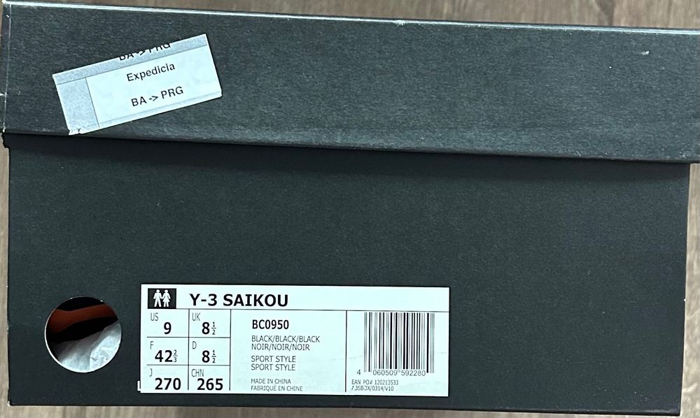 Adidas Y-3 Saikou Boost  “Triple Black" / 42.5