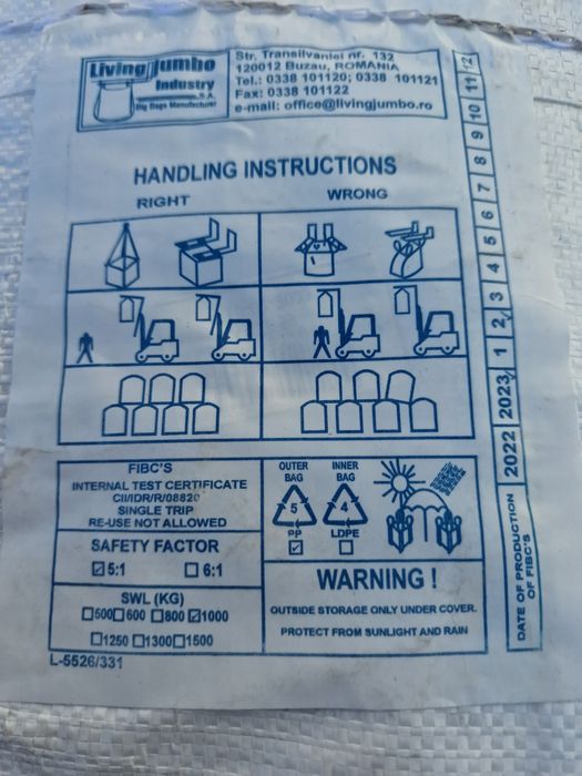 Saci Jumbo Big Bags de 1.000 kg