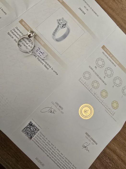 Vand sau schimb cu auto Inel aur alb 18k cu Diamant de 2,7ct.nou