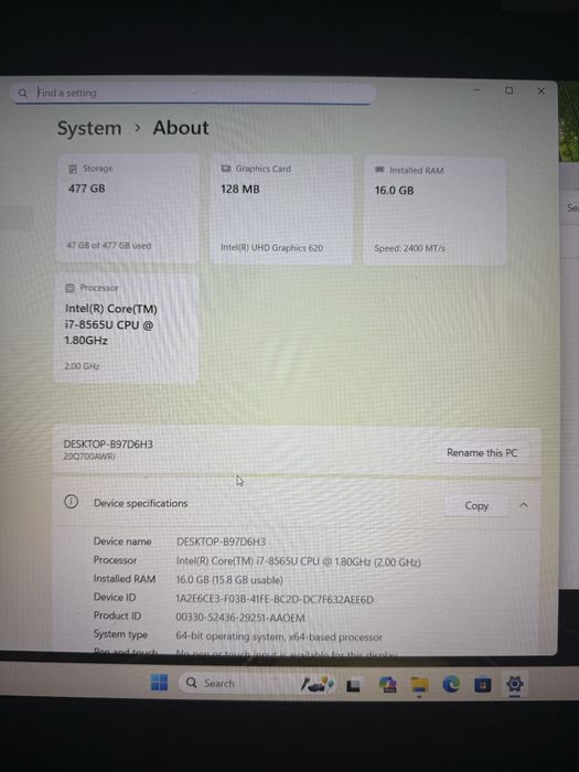 Lenovo ThinkPad i7-8565U / 16GB RAM / Windows 11 Pro – Laptop Business
