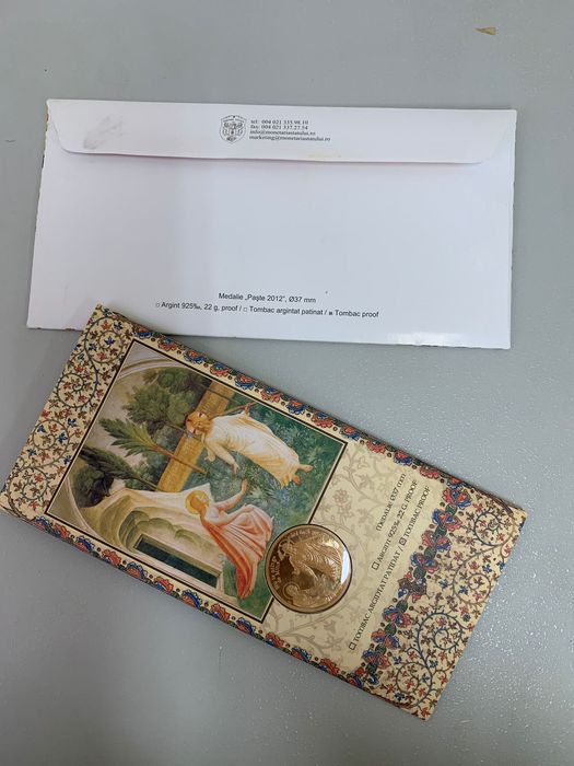 Felicitare Paste religios 2012  medalie tombac  Monetăria Statului BNR