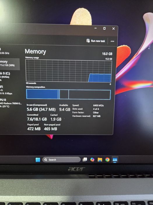 Acer Swift Go 14 Ryzen 5 7640U 16GB RAM SSD 512GB  baterie 100%