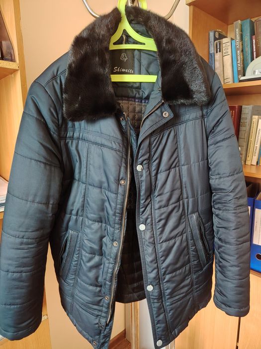 Дубленка чёрная воротник норка