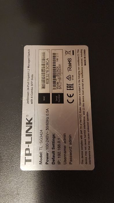 Switch TP-LINK TL-SG3424, 24 porturi x 10/100/1000Mbps + 4 x SFP cu management