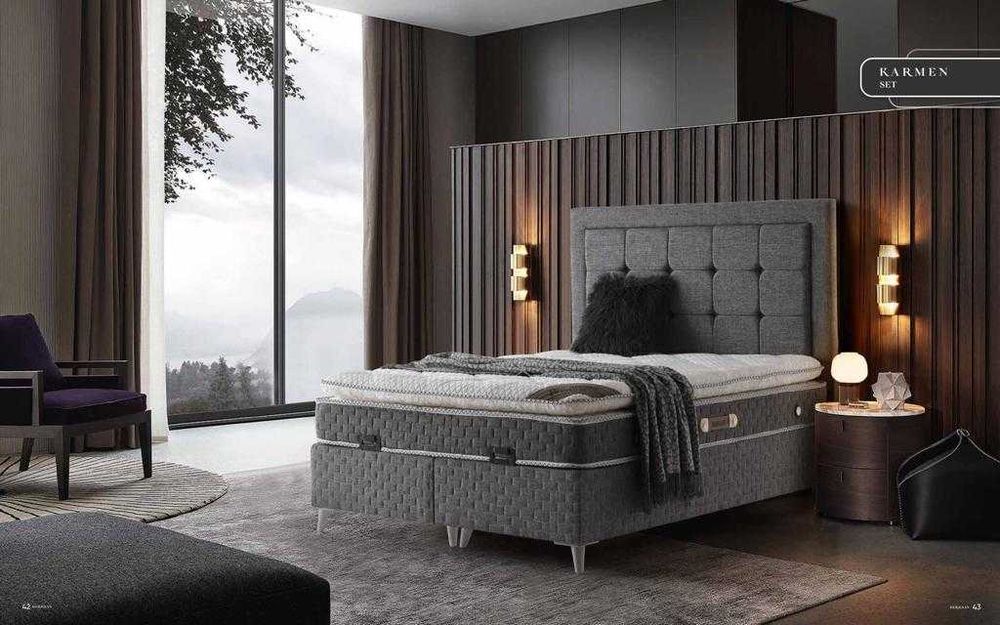 Боксспринг тапицирано легло с матрак + топер